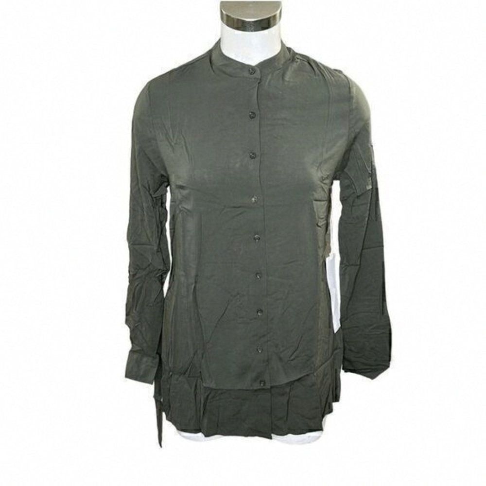 Olive Green Button-Up Women's Top